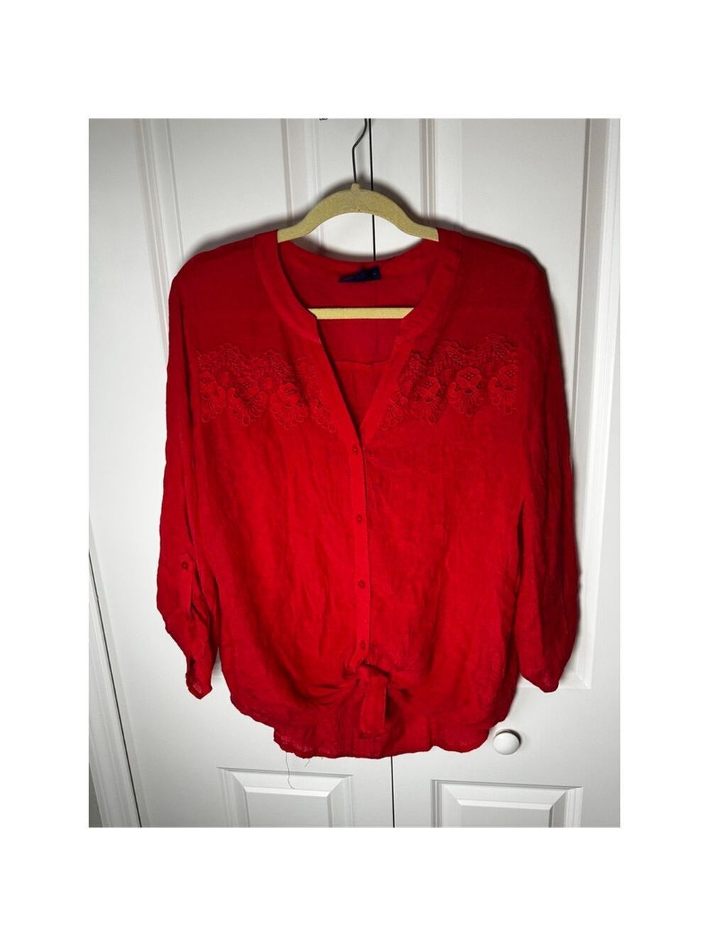 Apt 9 Red Blouse with lace M
